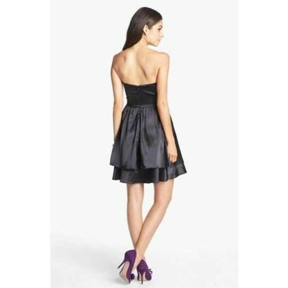 Hailey Adrianna Papell Satin Embossed Formal Dress Prom Party Club Strapless - Picture 6 of 12